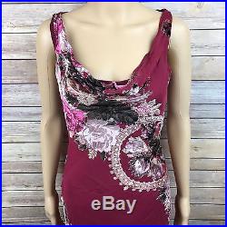 Betsey Johnson Size 6 Vintage Dress Crushed Velvet floral Red Slip Dress silk