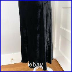 Betsey Johnson Ultra Vintage Black Velour Velvet Midi Slip Dress Floral Medium