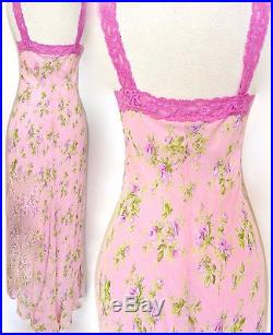 Betsey Johnson V-Neck Pink/Multi Color FLORAL COCKTAIL WEDDING Slip Sundress M/L