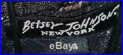 Betsey Johnson VINTAGE Dress CRUSHED VELVET Black Floral Rose Victorian SLIP 4 S