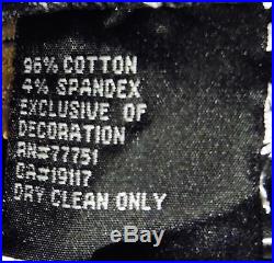 Betsey Johnson VINTAGE Dress EMBROIDERED Black Lycra Cotton Slip Sheath 10 M