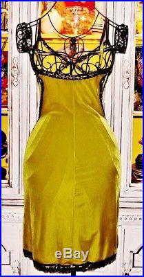 Betsey Johnson VINTAGE Dress STRETCH CRUSHED VELVET Black LACE Slip S 2 4 6