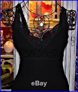 Betsey Johnson VINTAGE Dress TEXTURED Black STRETCH Lace Details SLIP S 2 4 6