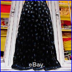 Betsey Johnson VINTAGE Dress VELVET Blue ROSEBUD Slip FLORAL Rose Black S 2 4 6