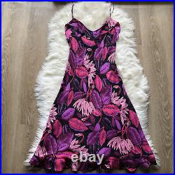 Betsey Johnson Vintage 90s Floral Silk Slip Dress Gorgeous! Size large