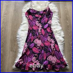 Betsey Johnson Vintage 90s Floral Silk Slip Dress Gorgeous! Size large