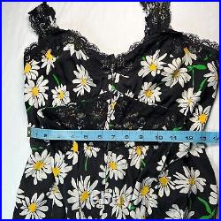 Betsey Johnson Vintage Daisy Slip Dress Floral Y2K Tie Waist Lace Trim 2