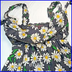Betsey Johnson Vintage Daisy Slip Dress Floral Y2K Tie Waist Lace Trim 2