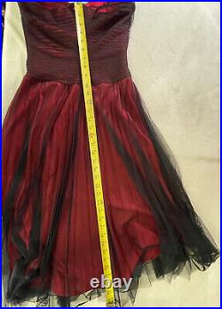 Betsey Johnson Vintage Dress Gown Red Black Mesh Goth Valentines FairyY2K S/XS