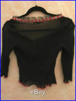 Betsey Johnson Vintage Embellished Shear Swiss Dot Midi Slip Dress + Cardigan S