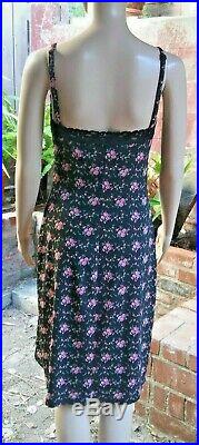 Betsey Johnson Vintage Never Worn Floral Print Black Slip Dress Size Small
