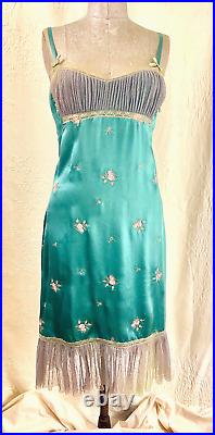Betsey Johnson Vintage Slip Dress? Pinup Y2k 2000's Silk Mesh Floral Fairy Sz 6