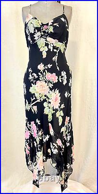 Betsey Johnson Vintage Slip Dress Y2k 2000's 90's Floral Fairy Hankerchief Hem 6