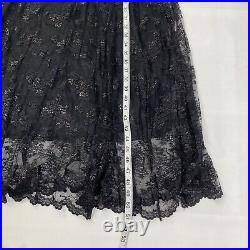 Betsey Johnson Vintage Sz 12 Black Metallic Lace Midi Cocktail Dress Drop Waist
