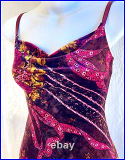 Betsey Johnson Vintage Velvet Slip Dress Y2k 2000's Beaded Hem Size P