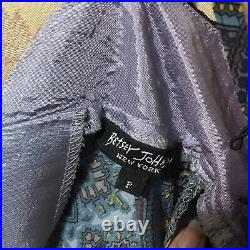 Betsey Johnson Vintage Y2K Blue Multi-Color Paisley Slip Dress Size P