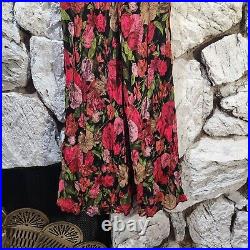 Betsey Johnson Vintage Y2K Sheer Floral Slip Dress 100% Silk Size 4