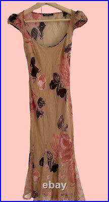 Betsey Johnson? Vtg Silk Floral Slip Dress Size 4 Beige 90s Reformation