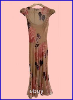Betsey Johnson? Vtg Silk Floral Slip Dress Size 4 Beige 90s Reformation