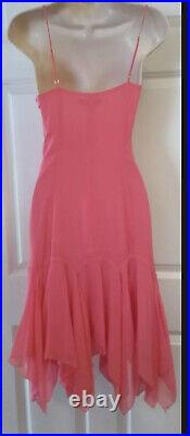 Betsy Johnson NY Strap Lined 2 Silk Evening Dress Y2K 90s Vtg Pink Slip