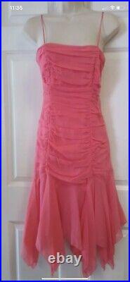 Betsy Johnson NY Strap Lined 2 Silk Evening Dress Y2K 90s Vtg Pink Slip