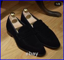 Black Moccasins Suede Leather Vintage Loafer Slip Ons Handcrafted Men Shoes