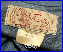 Blue Draped Silk Jersey Fabric Vintage RADLEY Midi Dress & Slip UK 14