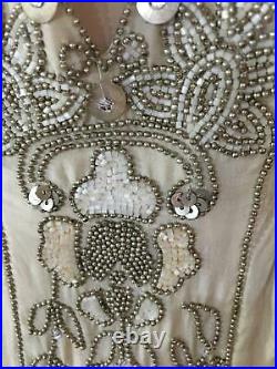 Blumarine couture boho mother of pearl silk bead vintage dress I40 excellent