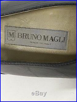 Bruno Magli Soft Black Leather Slip On Loafers 10M Mens Dress Shoes Vintage