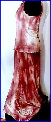 Burgundy Striped Tie-Dye Vintage Slip Dress sz L- Plastics Style! By Lexa Vonn