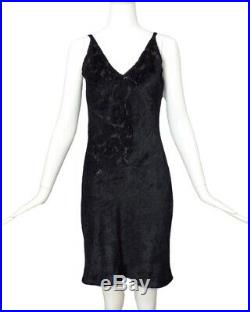 CALVIN KLEIN COLLECTIONS-1990s Black Voided Velvet Slip Dress, Size-6