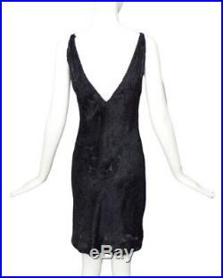 CALVIN KLEIN COLLECTIONS-1990s Black Voided Velvet Slip Dress, Size-6