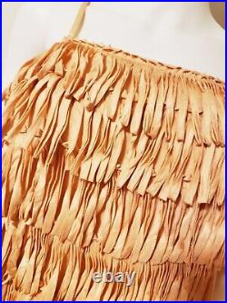 CALYPSO Peach Silk Fringe Slip Dress-NWOT- Vintage-XS