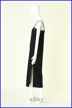 CHANEL Vintage silver chain CC embellished black rayon slip dress FR36 US2 UK6 S