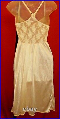 CHRISTIAN DIOR VINTAGE 70's Ivory Rose Lace and satin Slip Dress Sz Small
