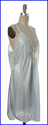 CHRISTIAN DIOR VINTAGE Light Blue Lace Slip Dress Size L