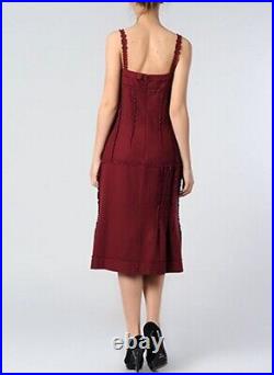 CHRISTIAN DIOR vintage burgundy red sleeveless wool slip dress 6 US / 38 FR