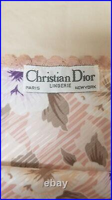 COA Christian Dior Vintage Floral Lingerie Nightgown Maxi SlipDress Lace Sz M^