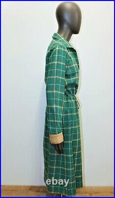 COURREGES PARIS Vintage 80s wool green slip dress 10US 42FR Made in France