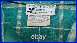 COURREGES PARIS Vintage 80s wool green slip dress 10US 42FR Made in France