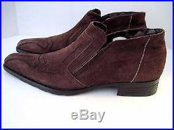 Carlo Ventura vintage Italian mens brown suede slip on shoes size 45