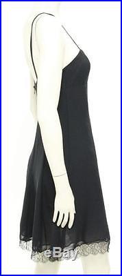 Chanel Vintage 2pc Black Silk & Lace Trim Shirt Dress with Slip