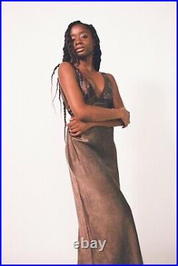 Charcoal tie-back Silk Slip Dress by Betsey Johnson, Vintage (M)