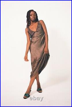 Charcoal tie-back Silk Slip Dress by Betsey Johnson, Vintage (M)