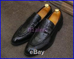 Chic Mens Dress Formal Vintage Brogue Leather SLip On Dress Formal Shoes Loafers