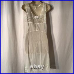 Christian Dior Bergdorf Goodman White Ivory Lace Bust Trim Slip Dress Gown 36