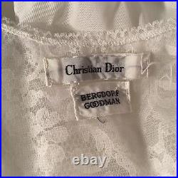 Christian Dior Bergdorf Goodman White Ivory Lace Bust Trim Slip Dress Gown 36