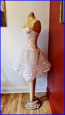 Christian Dior Slip Dress 1980s Sheer 3 Tulle Crinolines Polka Dots and Lace