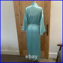 Christian Dior Vintage LOGO Robe and Slip Dress Blue Satin Women's Small