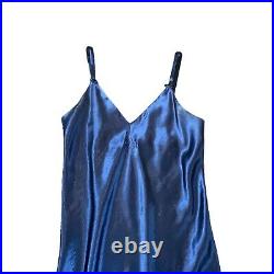 Christian Dior Vintage Navy Blue Satin Slip Dress CD Stitched Size Medium